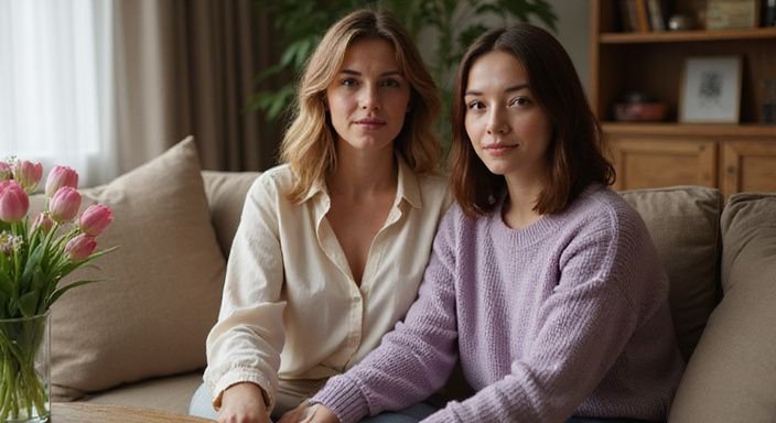 Twee huisvrouwen die sex willen in een gezellige woonkamer delen een intiem moment