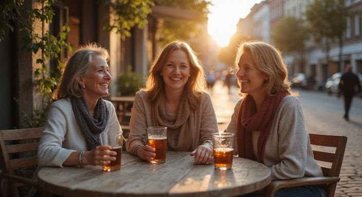 Vriendinnen genieten van een gezellige bijeenkomst in een café.
