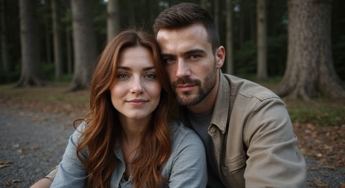 Een paar geniet van een intiem moment op een afgelegen camping.