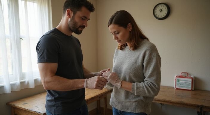 Een man en vrouw bereiden zich voor met handschoenen aan.