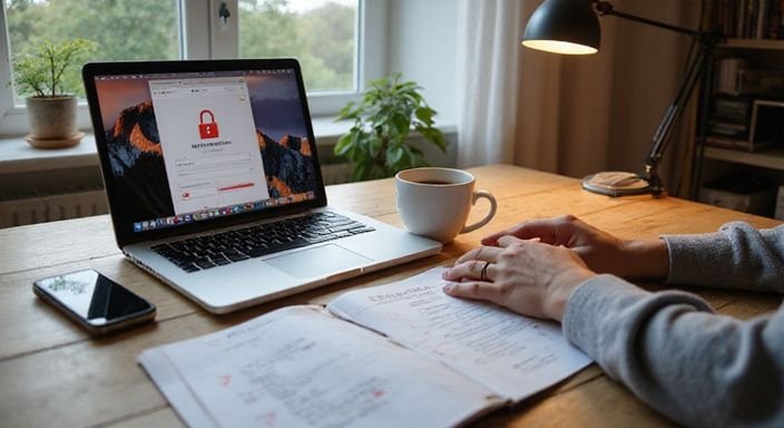 Een sfeervol thuiskantoor met technologie en handgeschreven notities.